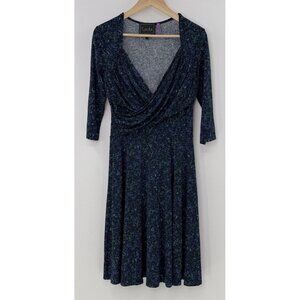 Leota Women’s Faux Wrap Slinky High Modern Green/Blue Dress Size M Boho‎